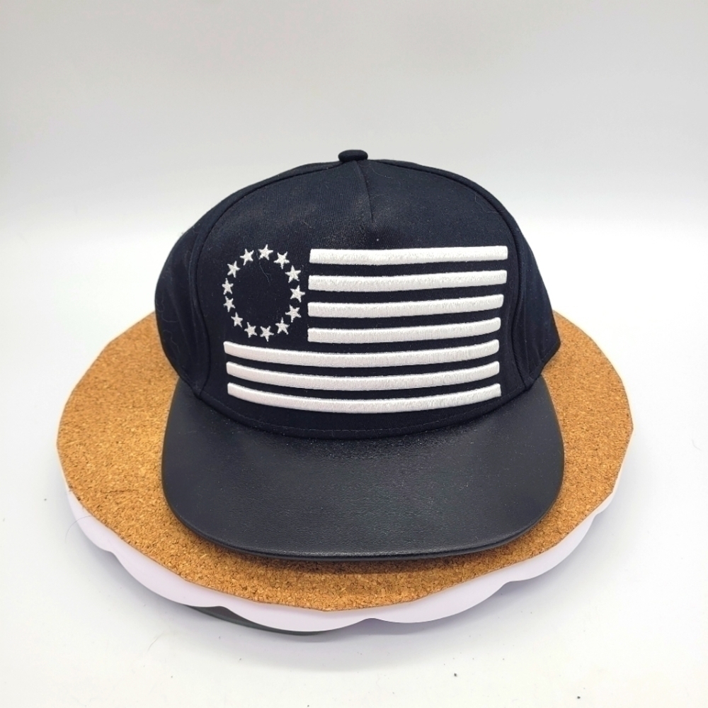 USA BETSY ROSS FLAG SNAPBACK HAT BLACK 1776 NEW
